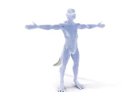 Reptilian Humanoid Creature Model Pack Low-poly 3D model