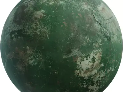 PBR Distressed Green Painted Concrete Texture