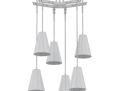 VAIL 6 five light chandelier with clear glass shades 3D model
