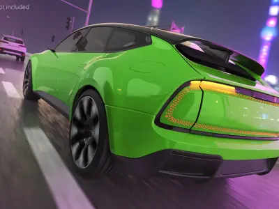  Audi E Panoramic Roof EV Green Rigged for Maya 