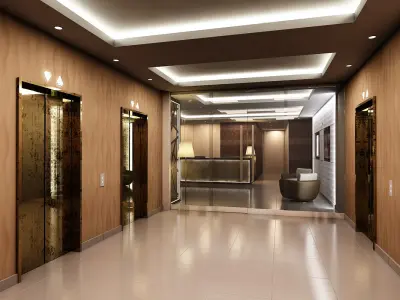 Classic Office Interior Night Scene 3D model