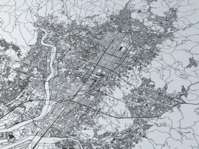 Kyoto Road Network and Streets 3D model