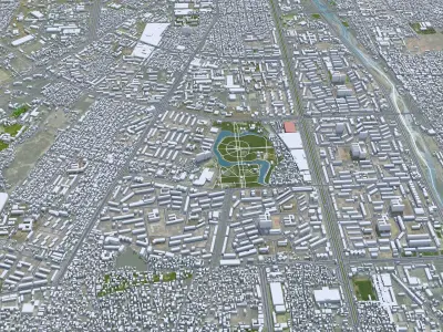 Dushanbe Tajikistan 25km AI Low-poly 3D model