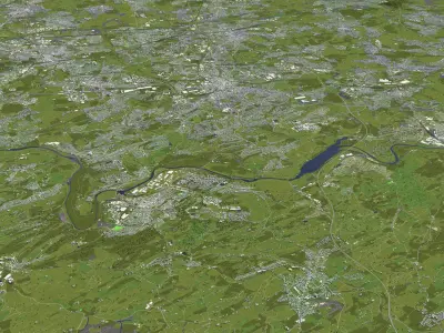 Bochum Germany 50x50km 3D City Map 3D model