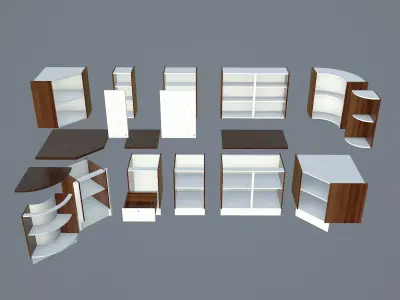 Modular Kitchen Cabinet Kit Low-poly 3D model