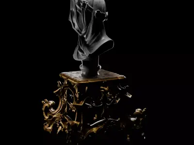 Classical Display Set - Veiled Bust and Decorative Pedestal Pack 3D model