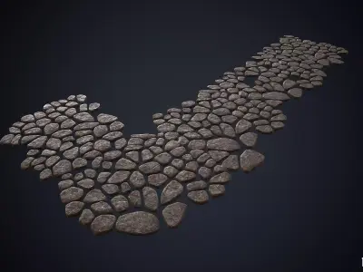Chunky Cobble Stone Path Road And Flooring Slabs Low-poly 3D model