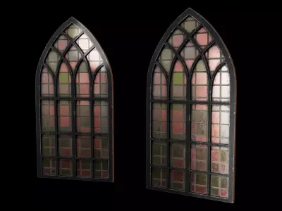 Stained Glass Gothic Window  Low-poly 3D model