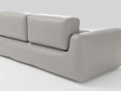 Soft leather sofa for relaxing in light colors 3D model