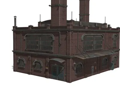Old brick factory Low-poly 3D model by sobul
