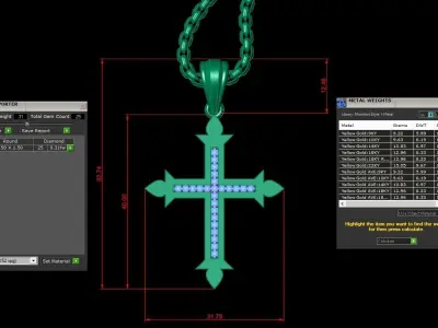 High Cross Pendant Light Gold 18K 3CP086 3D model