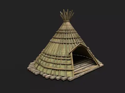 Bamboo Shelter 1 Low-poly 3D model