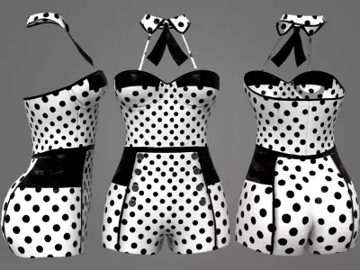 Retro Dots Swim Corset Low-poly 3D model