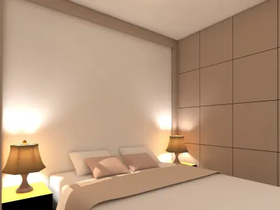 Bedroom modern with walls and accents 3D model