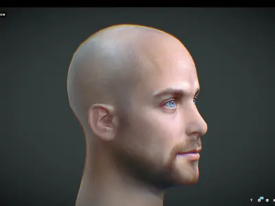 Male head Realistic Perfect Head Low-poly  Low-poly 3D model