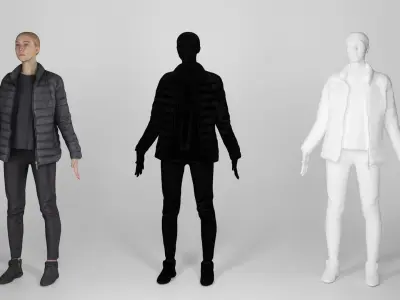 Young pretty woman in black style 177 Low-poly 3D model
