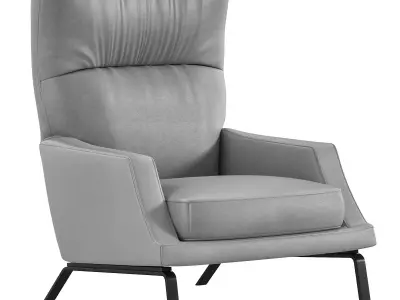 LIGHT GREY LATHER ARMCHAIR BY NATUZZI ITALIA COLLECTION 3D model