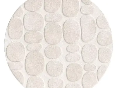 Jacinta Ivory Abstract Round Rug 3D model