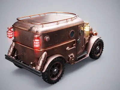  Steampunk Armored Van 3D Model LOD1 