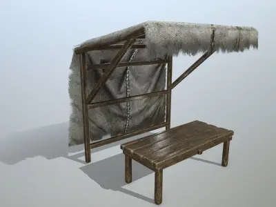 market  bench Low-poly 3D model