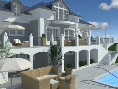 Mansion with Swimming Pool 3D model