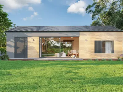 Modern Single-Story House 3D Exterior Rendering 3D model