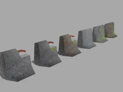 Concrete Barrier Type 1 Low-poly 3D model buy