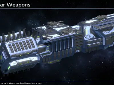 Spaceship Enkar Republic Cruiser Pertun Low-poly 3D model