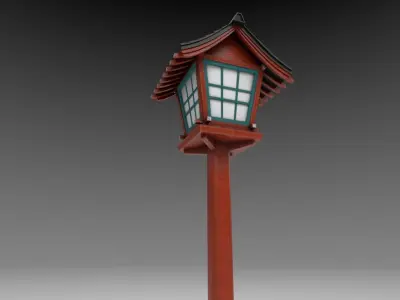 Red japanese lantern Low-poly 3D model