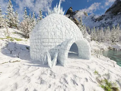 Igloo Snow landscape Scene 3D model