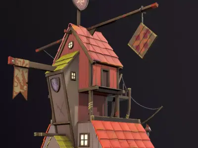 Stylish small house Low-poly 3D model