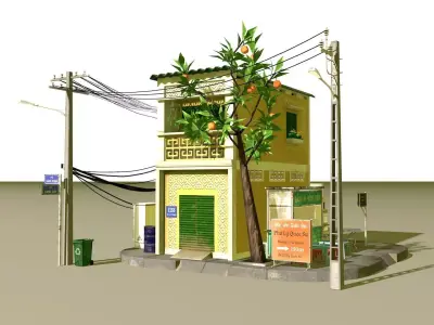 Vietnam Street Corner  Modular Environment Pack Low-poly 3D model