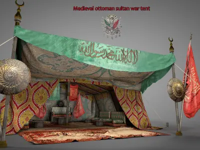  Medieval ottoman sultan war tent 3D model