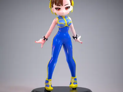Mini Chun Li Alpha Outfit 01 - Street Fighter Game Figure 3D print model