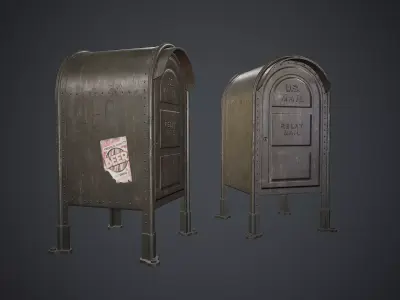 Post Box PBR Game Ready Low-poly 3D model