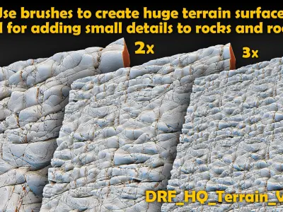Ultra HQ Terrain Seamless Sculpt Zbrush brushes and Alphas Vol7 3D model