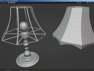 Set of 3 lamps and 3 nightstands 3D model