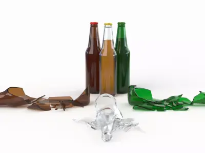 Broken Bottles Low-poly 3D model