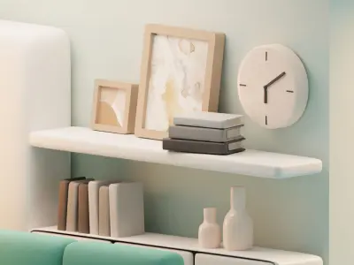 Isometric Stylized Cartoon Living Room 25 items Interior Pack Low-poly 3D model