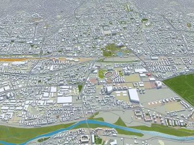 Ulaanbaatar Mongolia 50km Low-poly 3D model