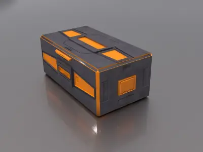 Sci Fi container box Low-poly 3D model