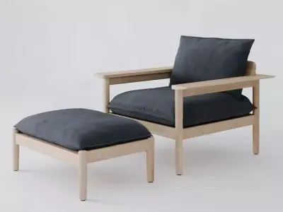 DWR Terassi Lounge Chair with Ottoman 3D model