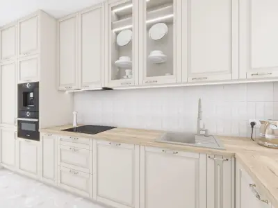 Beige classic kitchen 3D model