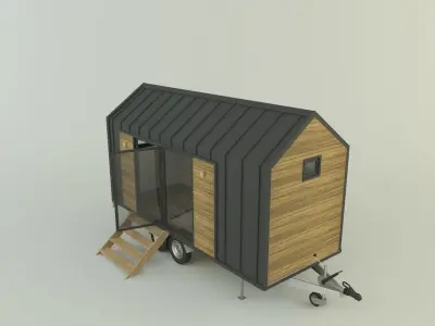 tiny house camping caravan 3D model