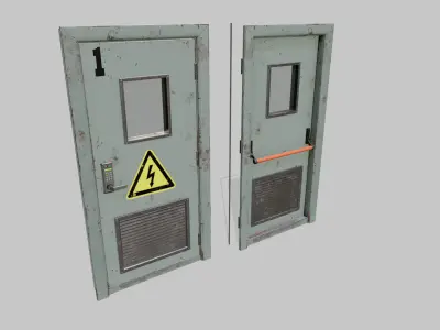 Laboratory door green Low-poly 3D model