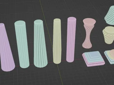 Architectural Modular Column Set Ancient style creator kit 3D print model