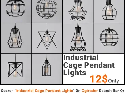 Cage Pendant Light 02 3D model