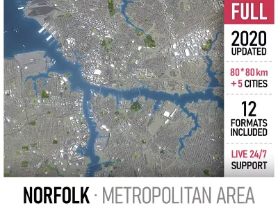 Virginia Beach - Norfolk - Newport News Metropolitan Area 3D Model Pack
