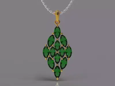 Prong set marquise shape diamond pendant 3D print model