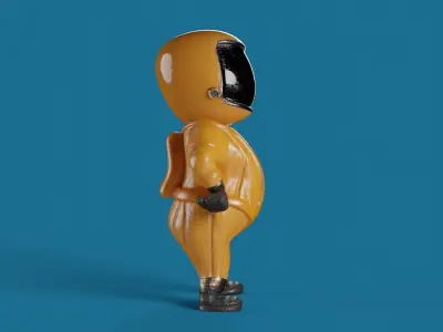 Textured and Rigged Little Cartoon Space Man Scifi Character 3D model